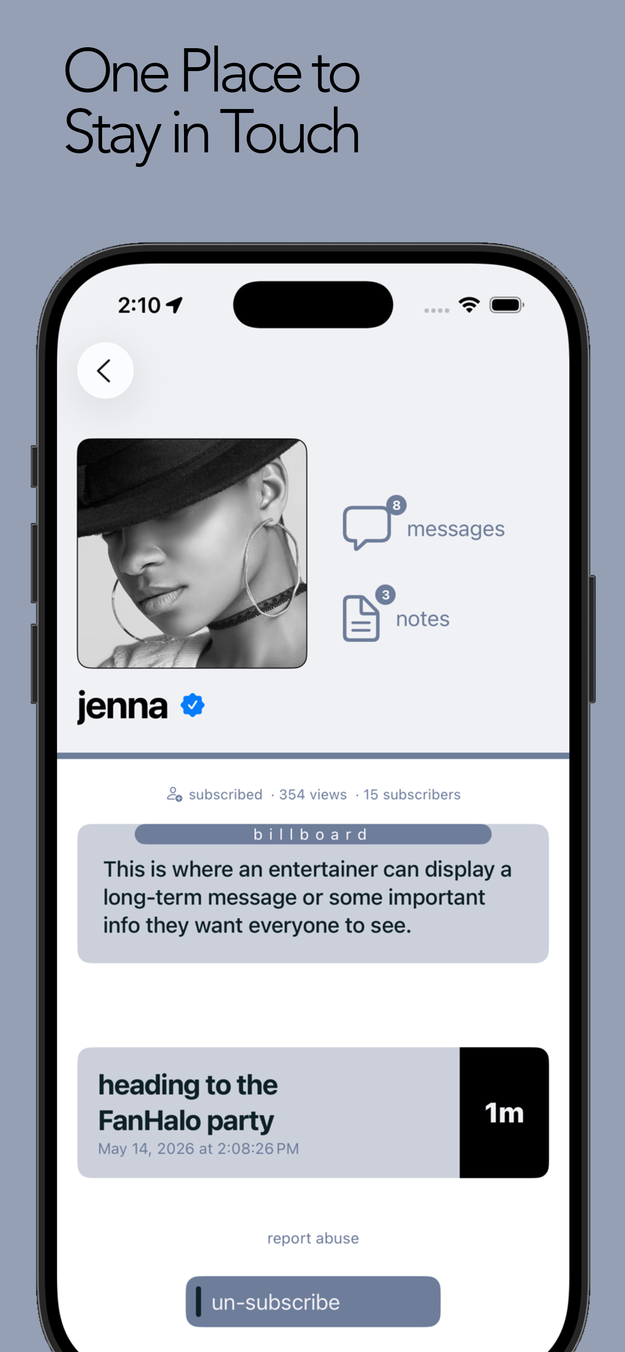 Profile screen